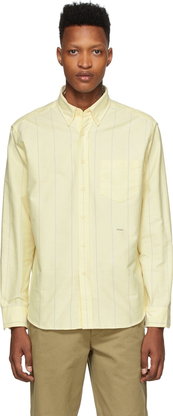 Noah NYC Yellow Wide Stripe Oxford Shirt