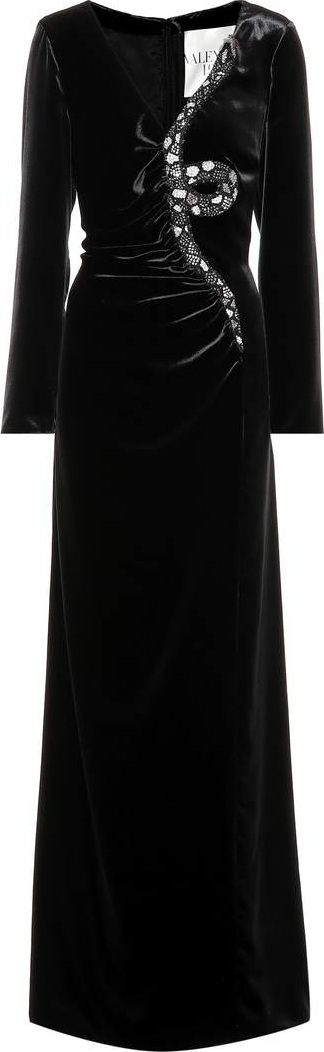 Valentino Embellished velvet gown
