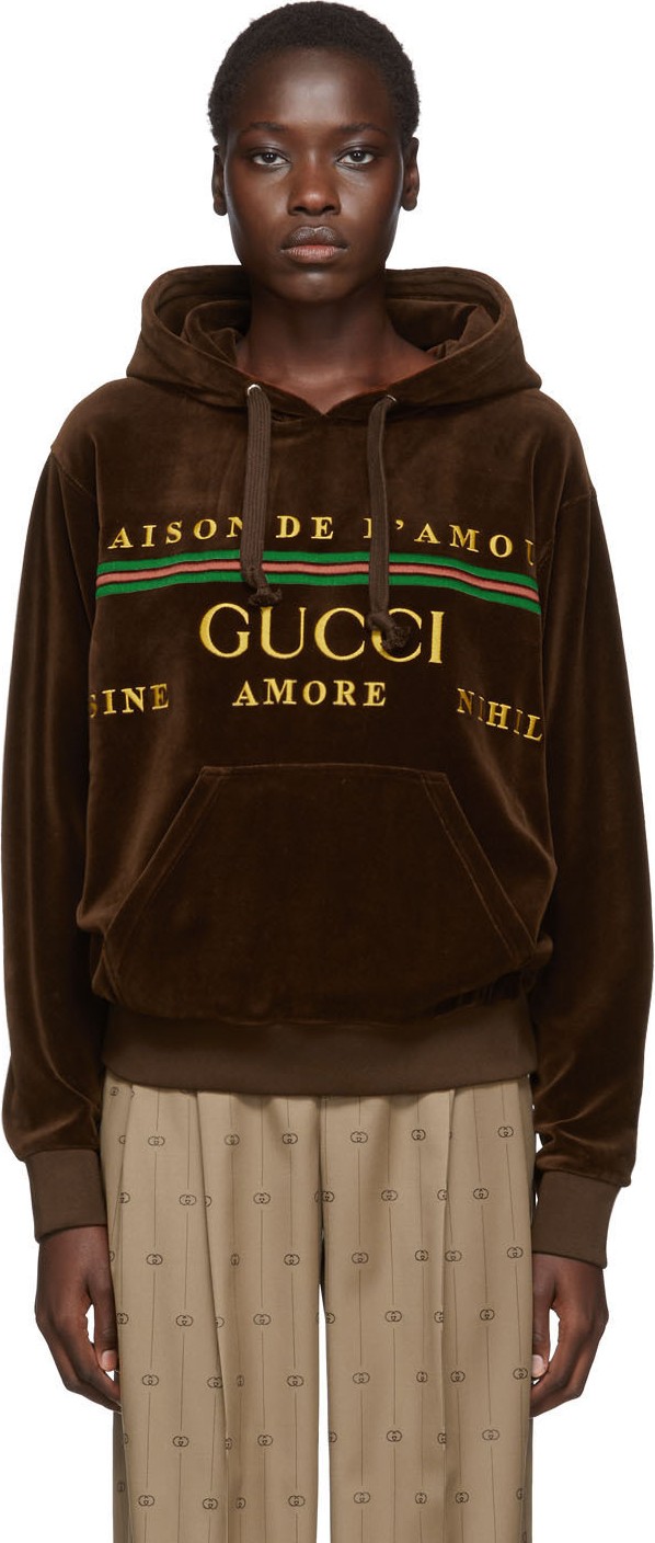 Gucci Brown Chenille Logo Hoodie