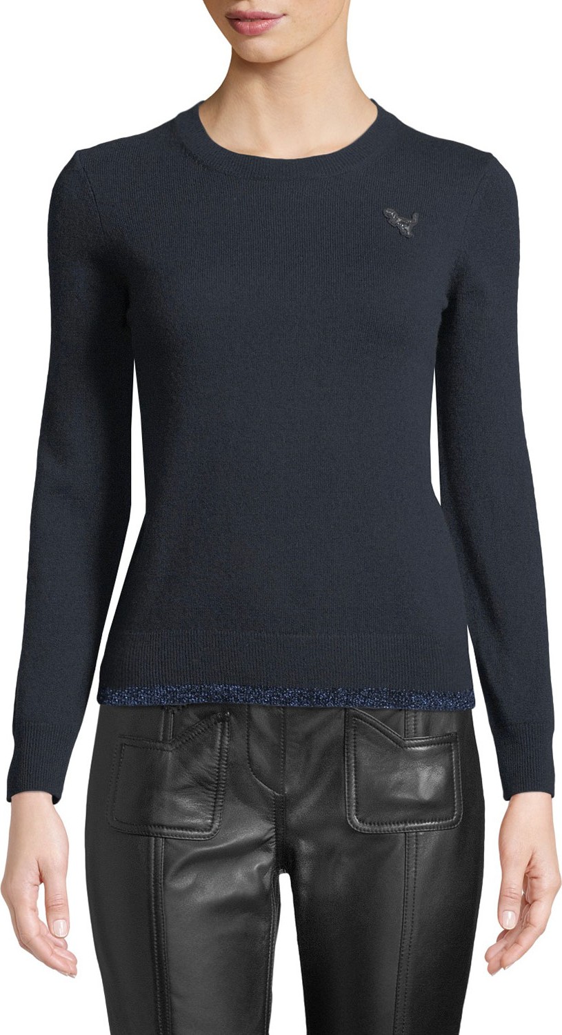 COACH Rexy Patch Metallic Wool-Cashmere Sweater