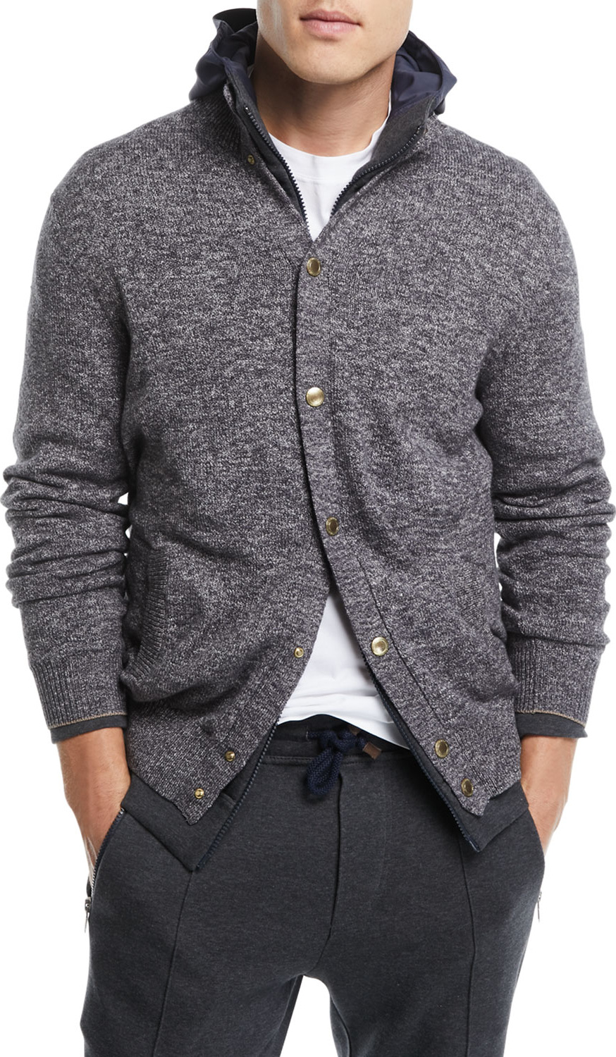 Brunello Cucinelli Button-Front Baseball Cardigan