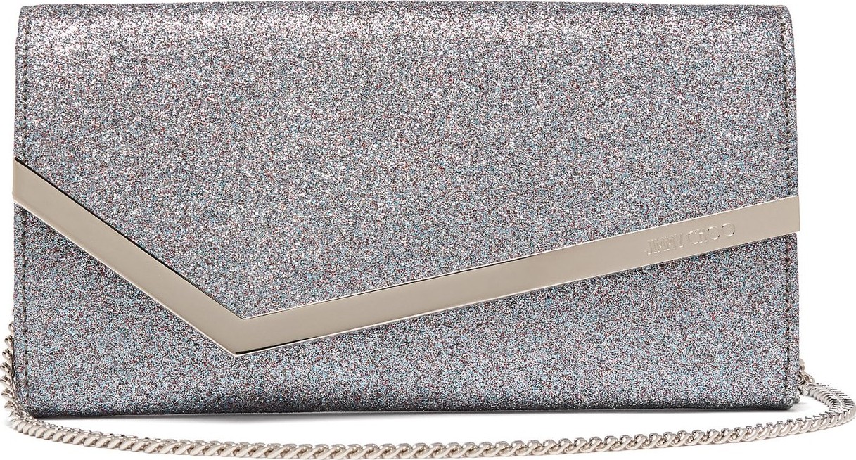 Jimmy Choo Emmie glitter and leather clutch