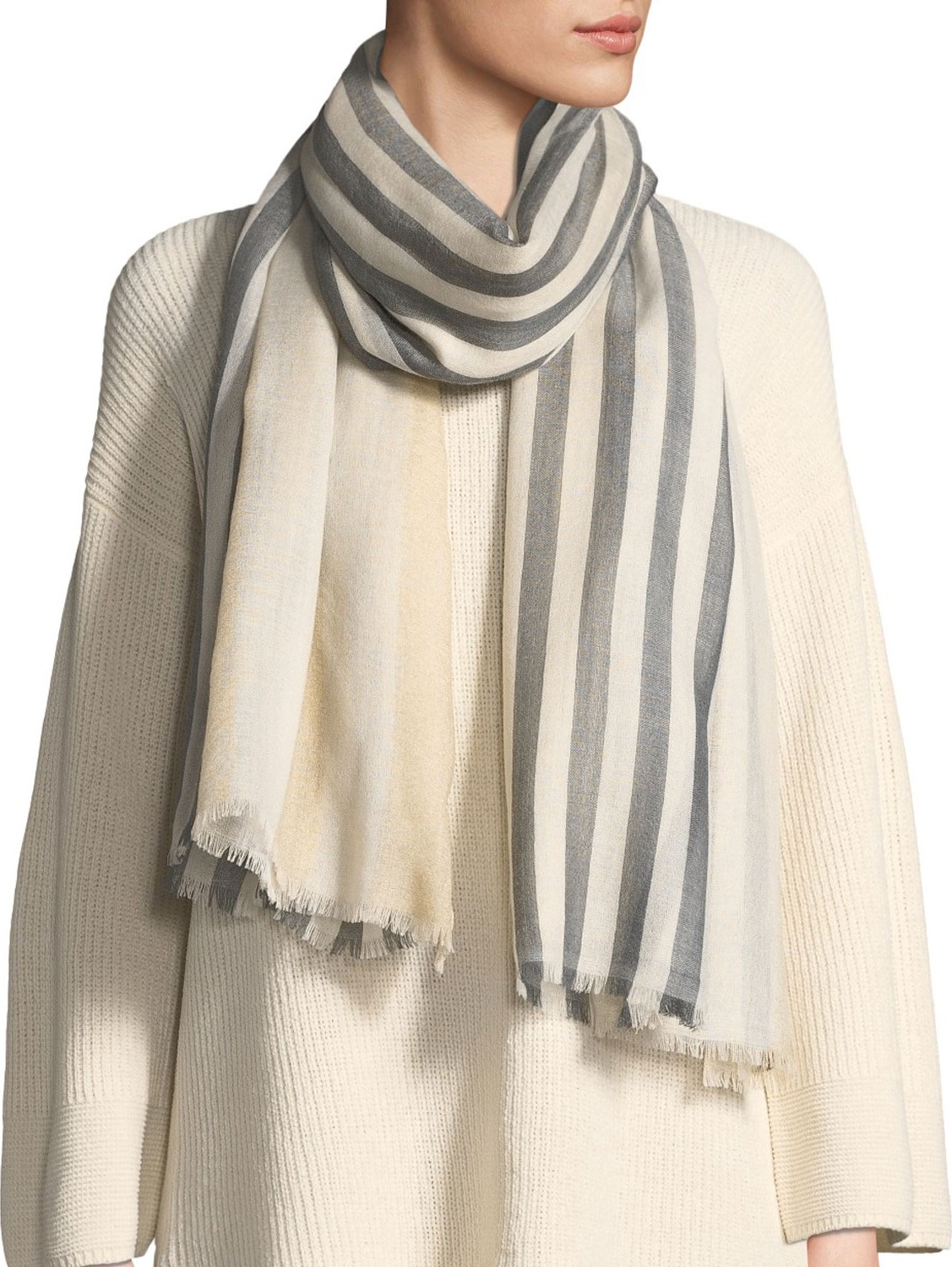 Emporio Armani Striped Two-Tone Scarf