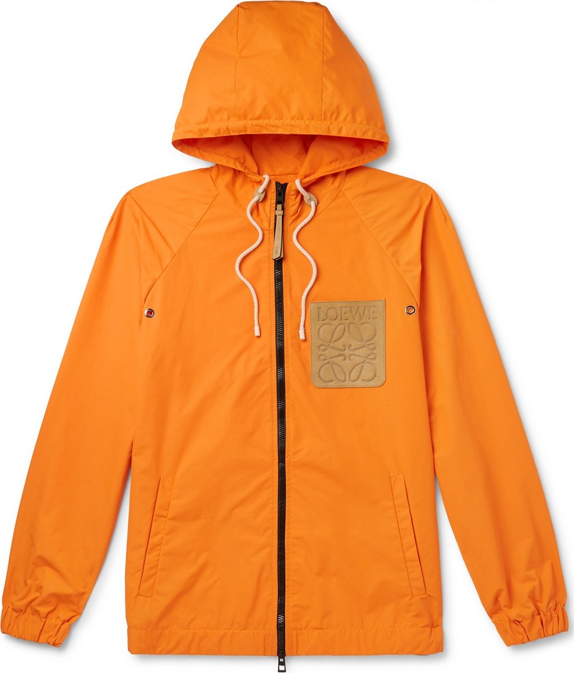 LOEWE + Paula's Ibiza Leather-Appliquéd Shell Hooded Jacket