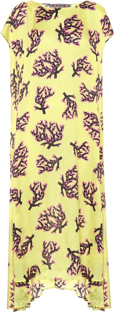 Marni Asymmetric printed midi dress