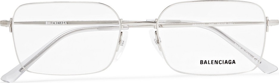 Balenciaga Square-Frame Silver-Tone Optical Glasses