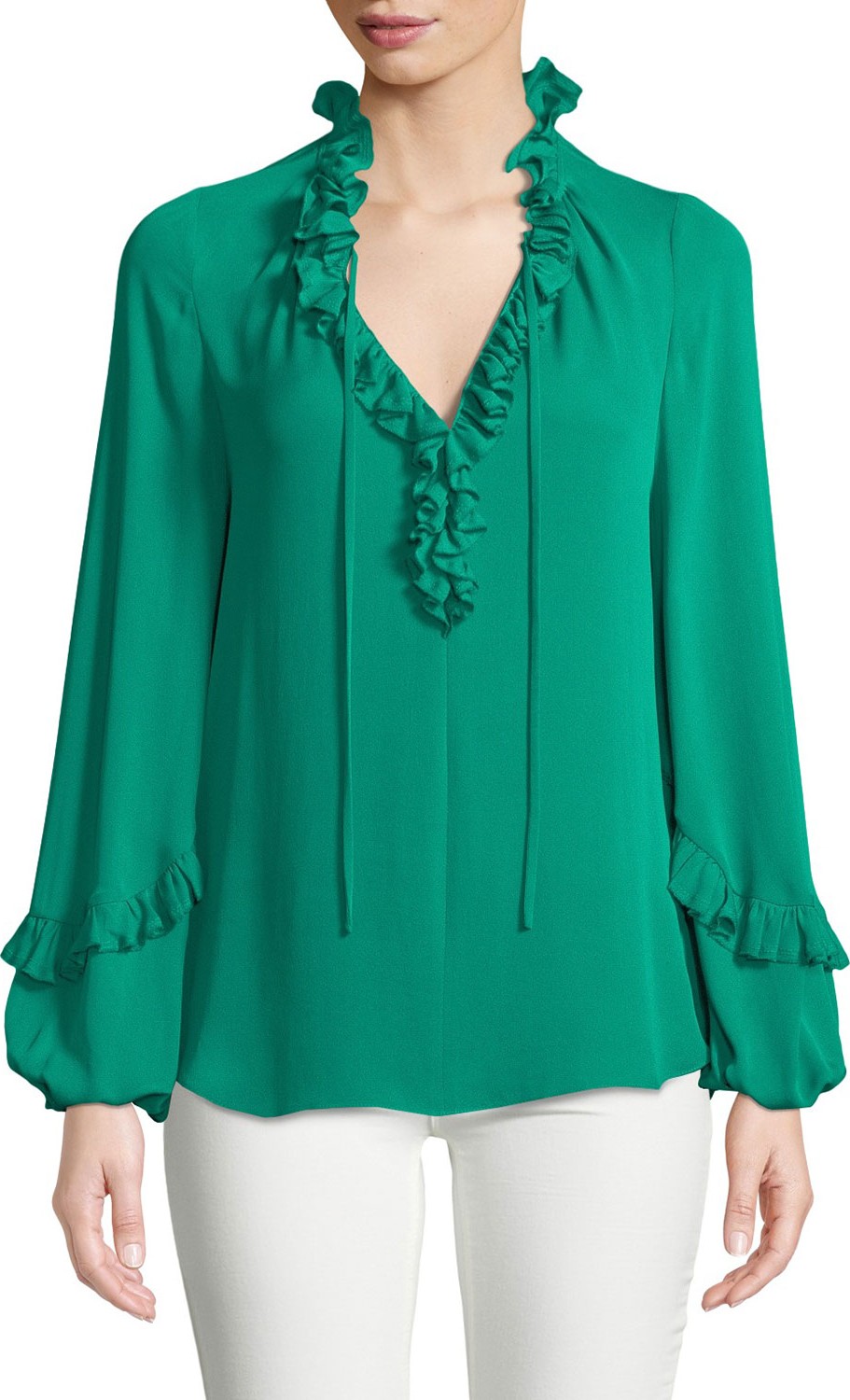 KOBI HALPERIN Angie Ruffle-Neck Blouse