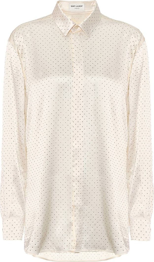 Saint Laurent Embellished silk-satin shirt