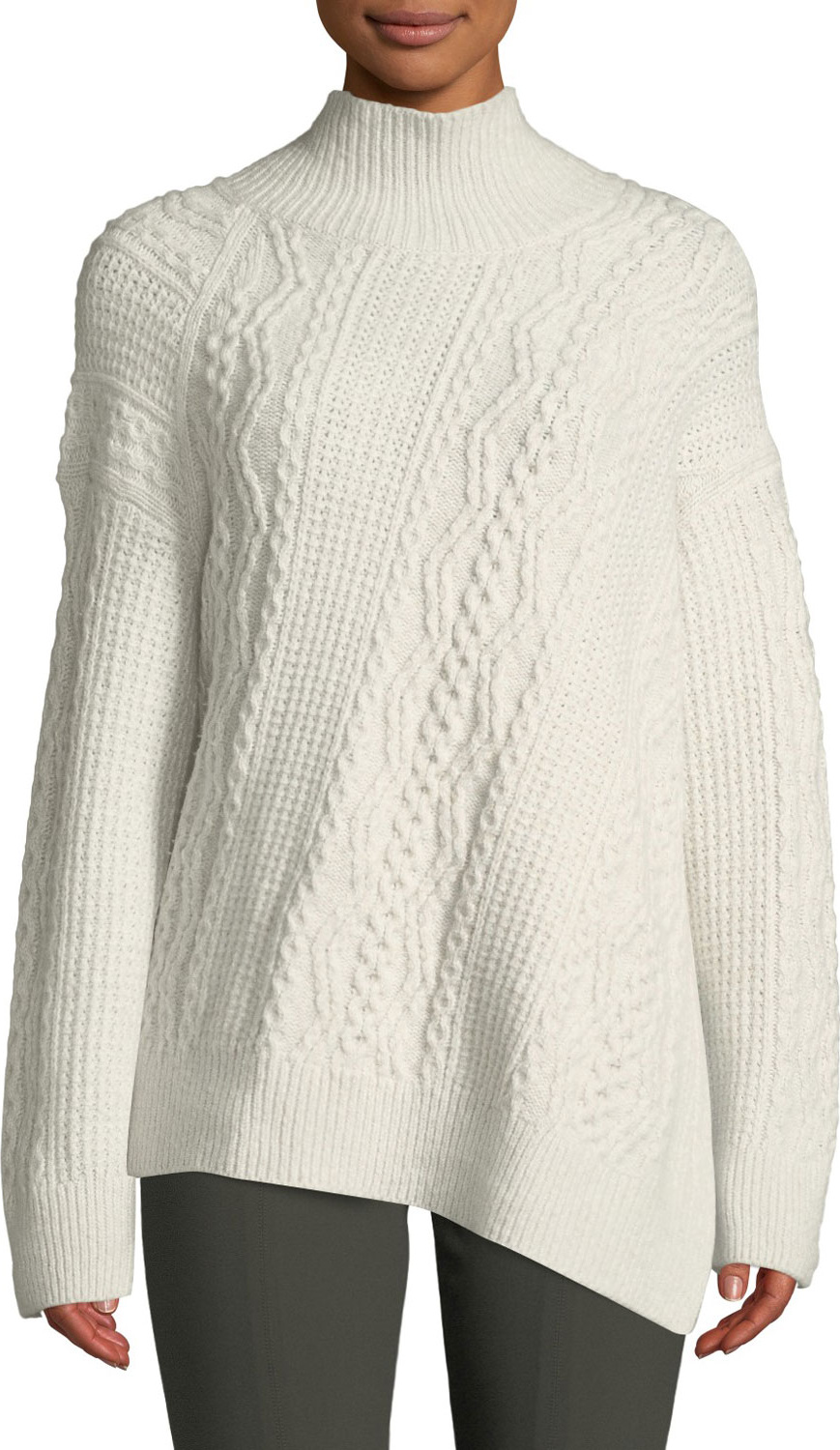 Vince Diagonal Cable-Knit Turtleneck Sweater Vince Diagonal Cable-Knit Turtleneck Sweater
