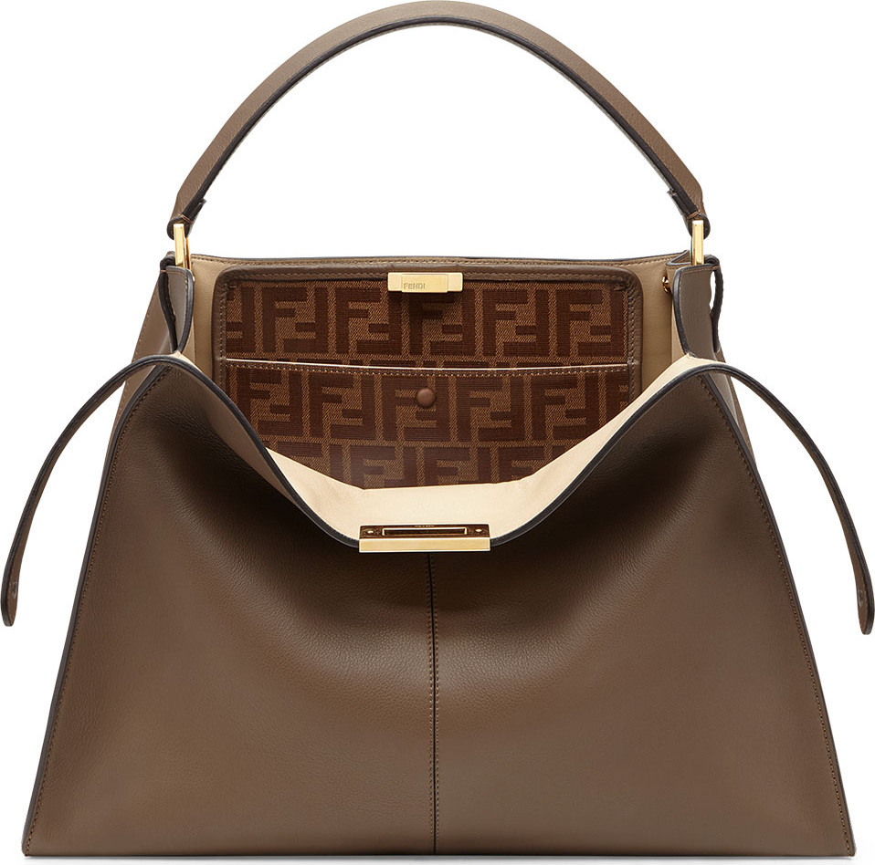 Fendi Peekaboo X-Lite Soft Calf Satchel Bag with FF Interior