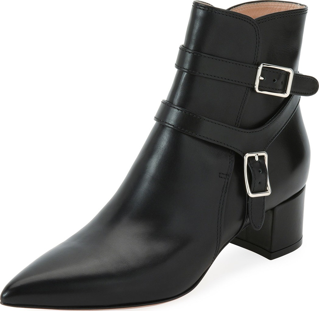Gianvito Rossi Leather Booties with Belt Detail