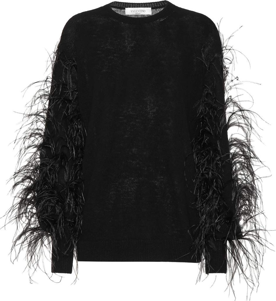 Valentino Feather-trimmed sweater