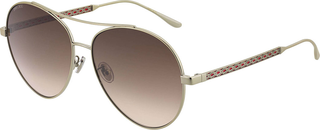 Jimmy Choo Noria Trellis-Arms Aviator Sunglasses