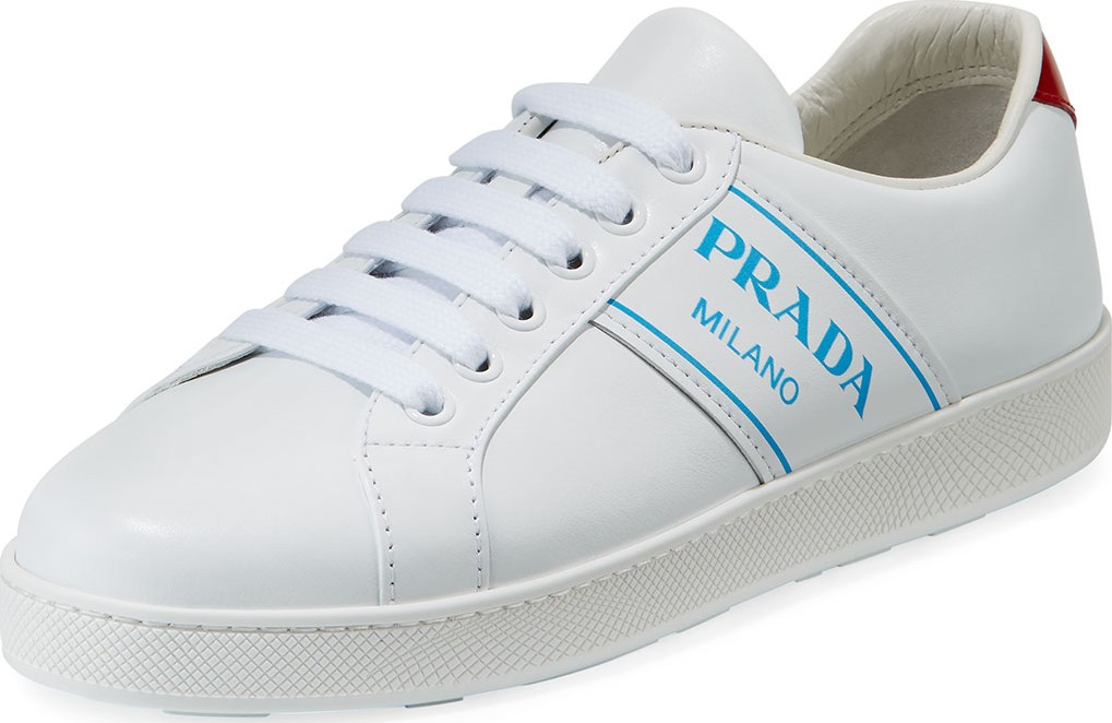 Prada Blue Logo Platform Low-Top Sneakers
