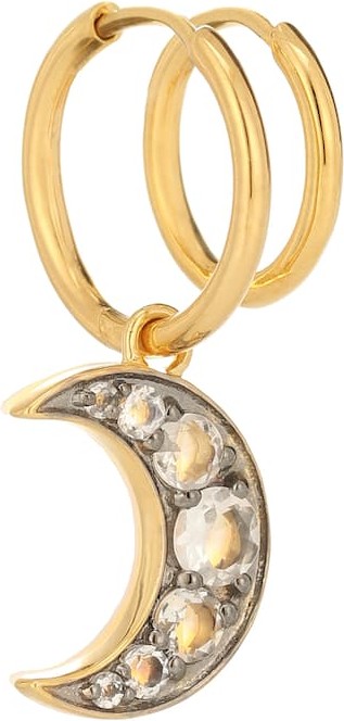 Theodora Warre Crystal moon hoop earrings