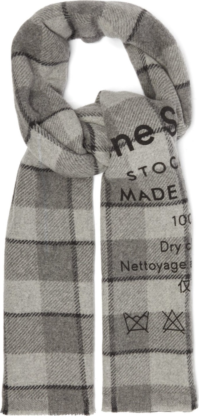 Acne Studios Cassiar logo-print checked virgin wool scarf