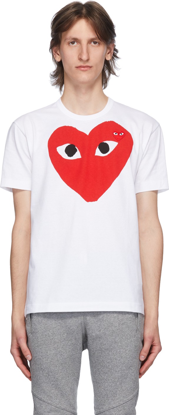 Comme Des Garcons PLAY White & Red Big Heart T-Shirt