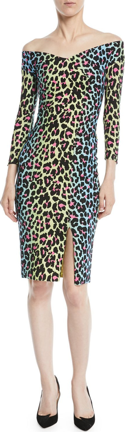 La Petite Robe di Chiara Boni Irene Leopard-Print Bateau-Neck Cocktail Sheath Dress