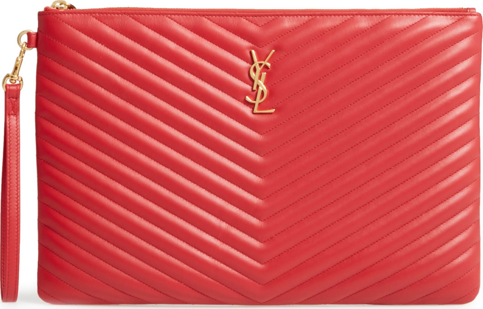 Saint Laurent Large Logo Matelassé Leather Pouch Saint Laurent Large Logo Matelassé Leather Pouch