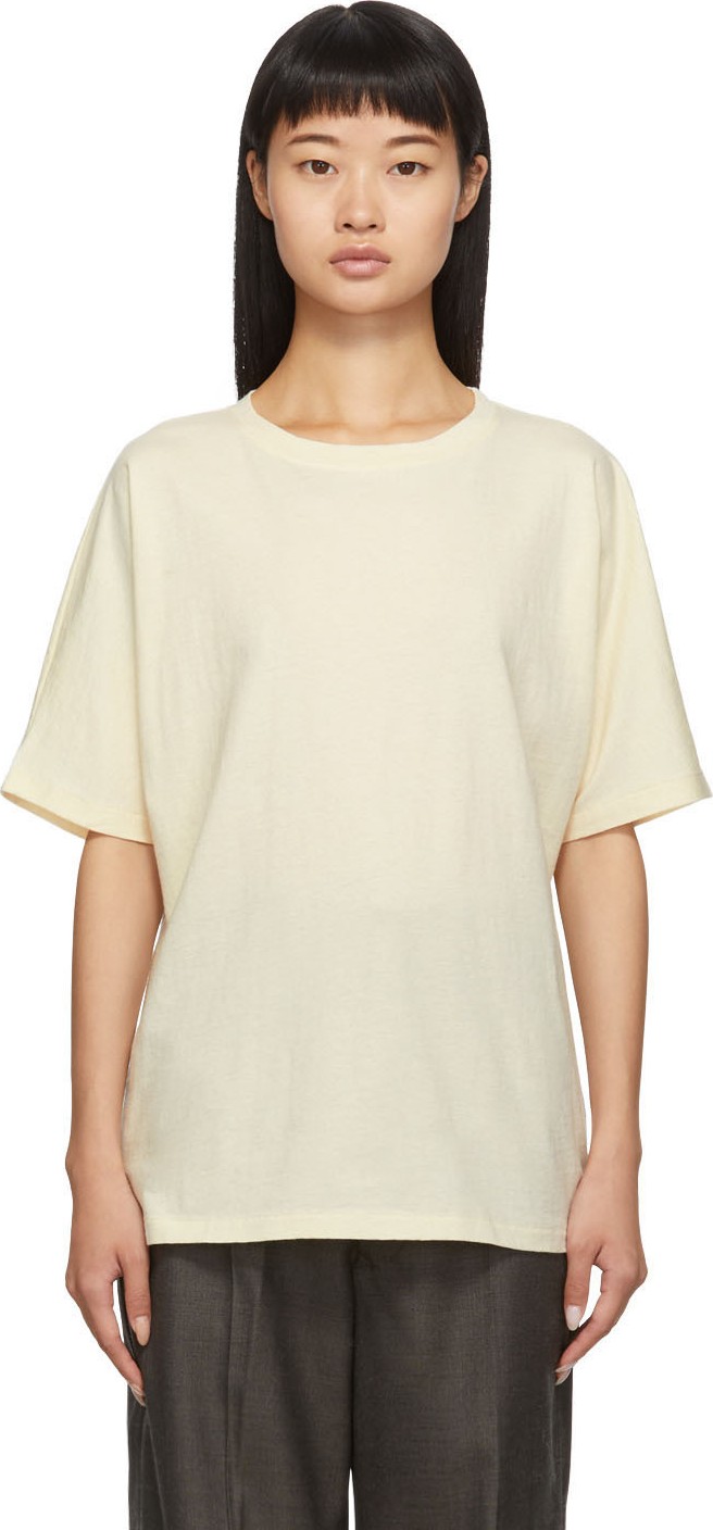Lauren Manoogian SSENSE Exclusive Off-White Cashmere Dolman T-Shirt