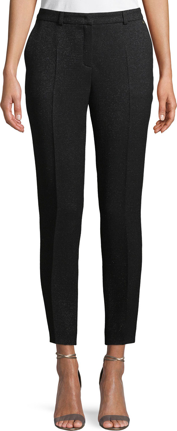 Escada Talas Straight-Leg Metallic-Wool Ankle Pants