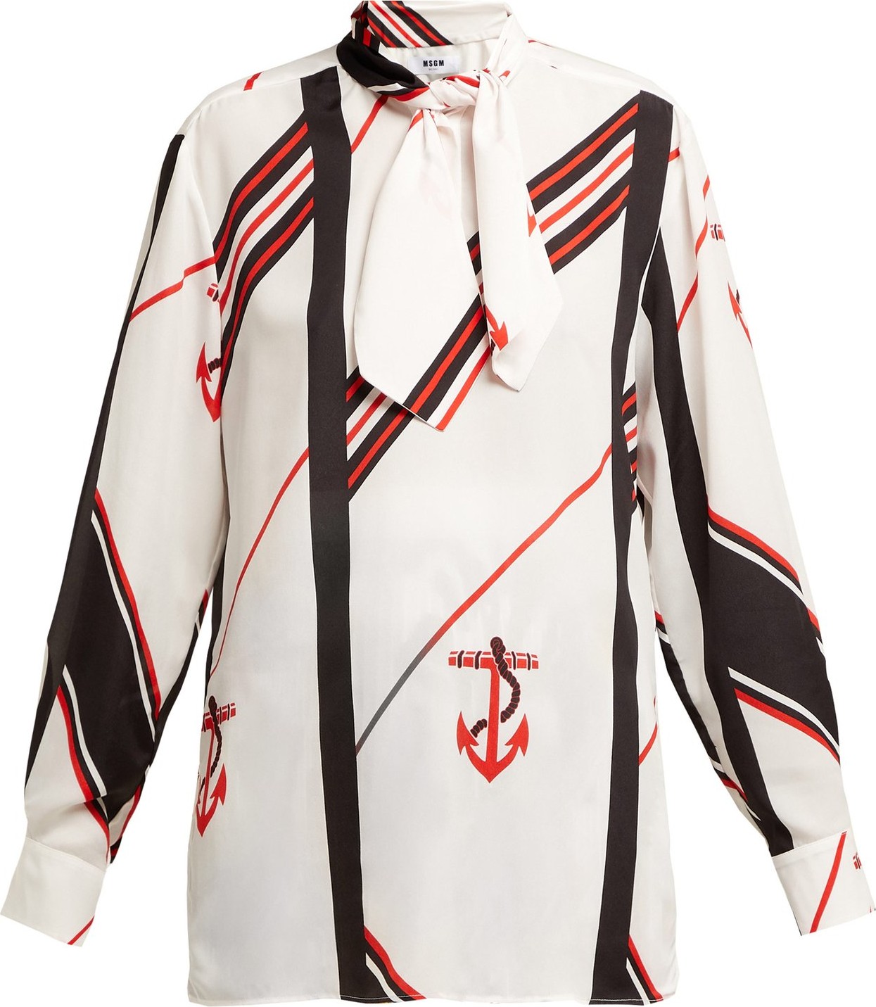 MSGM Anchor stripe silk blouse