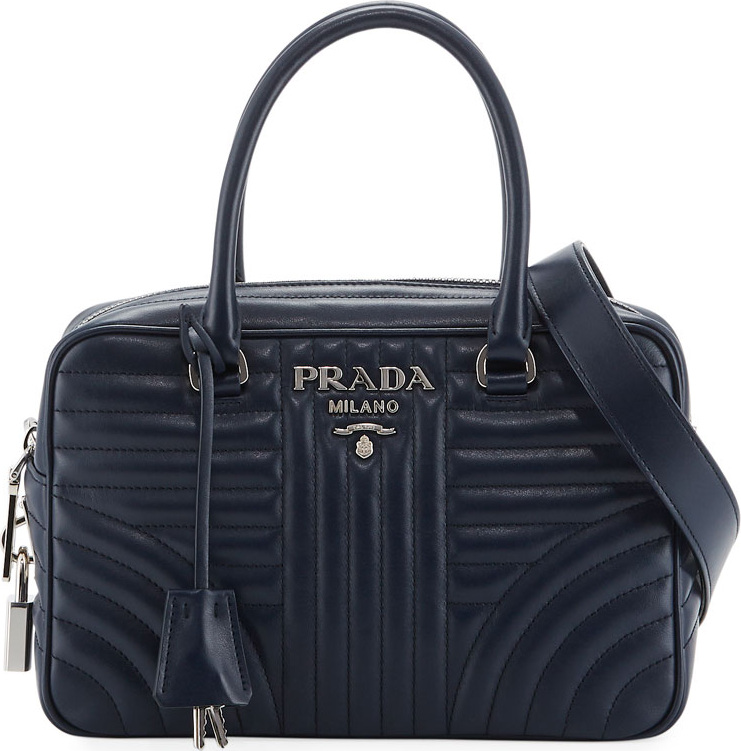 Prada Impunture Quilted Zip Top Duffel Bag