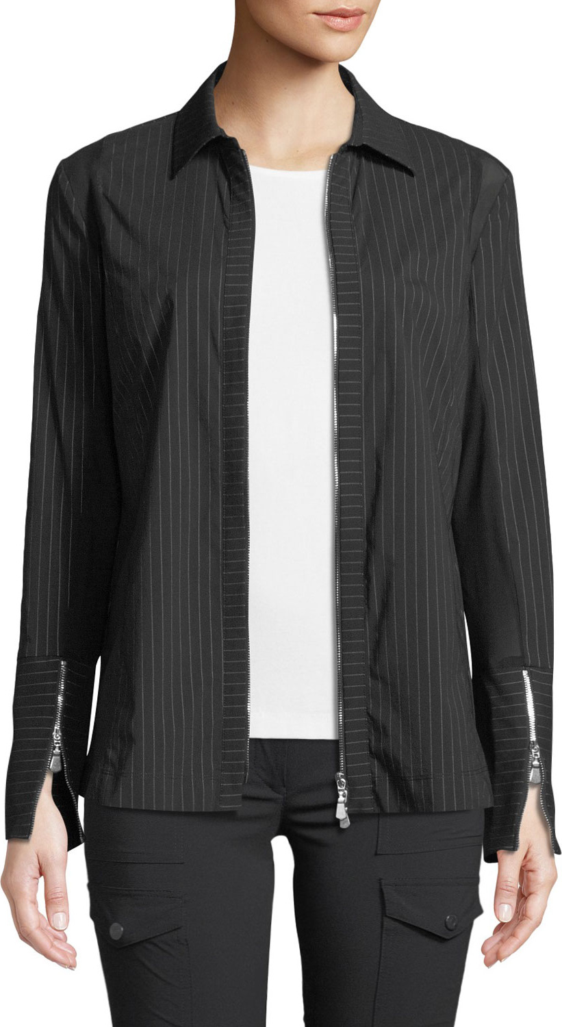 Anatomie Kris Pinstriped Shirt w/ Mesh Inserts