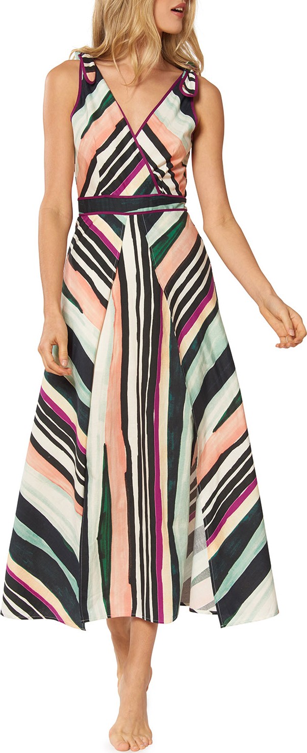 Red Carter Kinsley Striped Sleeveless A-Line Midi Dress