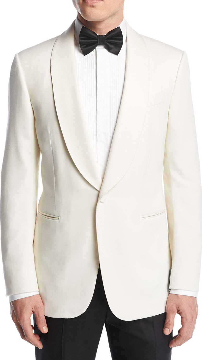 Ermenegildo Zegna Satin-Collar Dinner Jacket, White