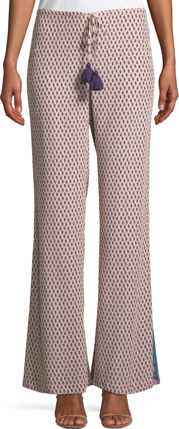 FIGUE Estela Khalo Floral-Print Wide-Leg Silk Pants