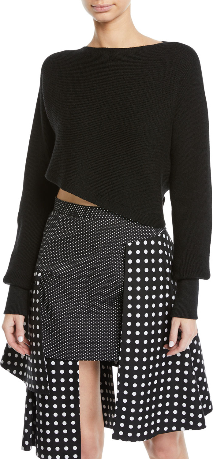 Paskal Cropped Wool Asymmetrical Knit Top