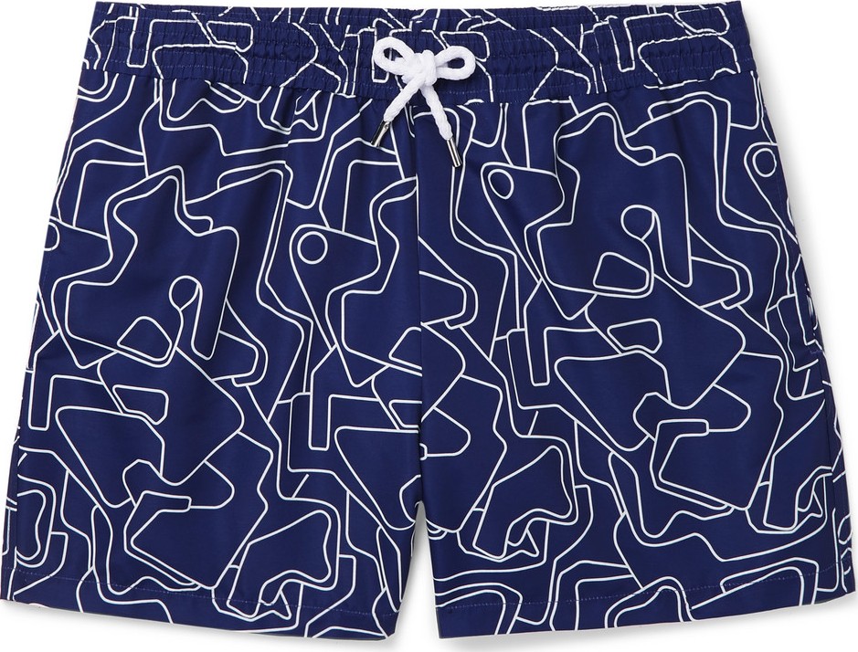 Frescobol Carioca Aerial Wide-Leg Mid-Length Printed Swim Shorts