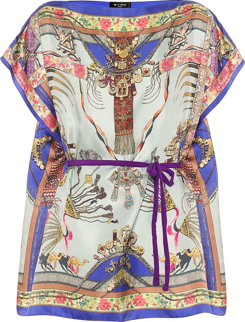 Etro Printed silk poncho