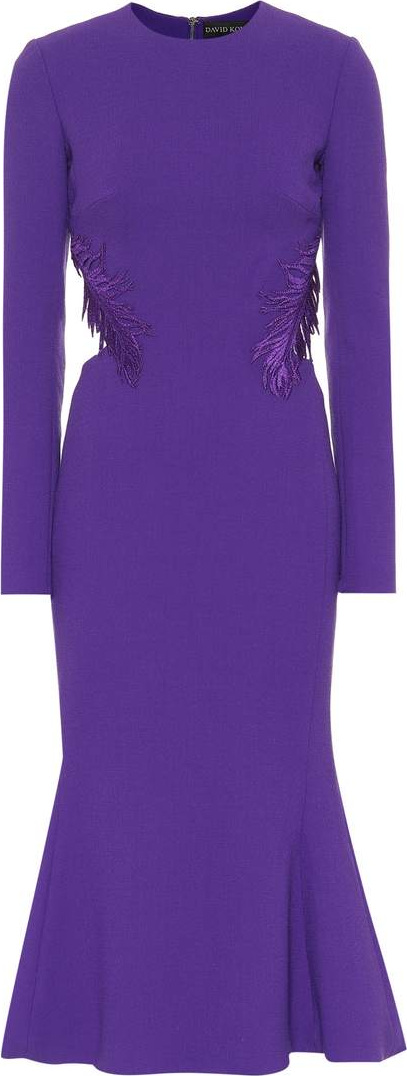 David Koma Stretch-wool crêpe midi dress