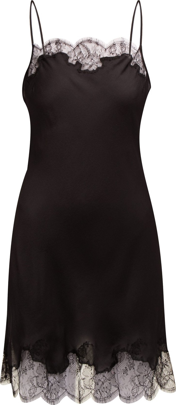 CARINE GILSON Lace-trimmed silk-satin slip dress