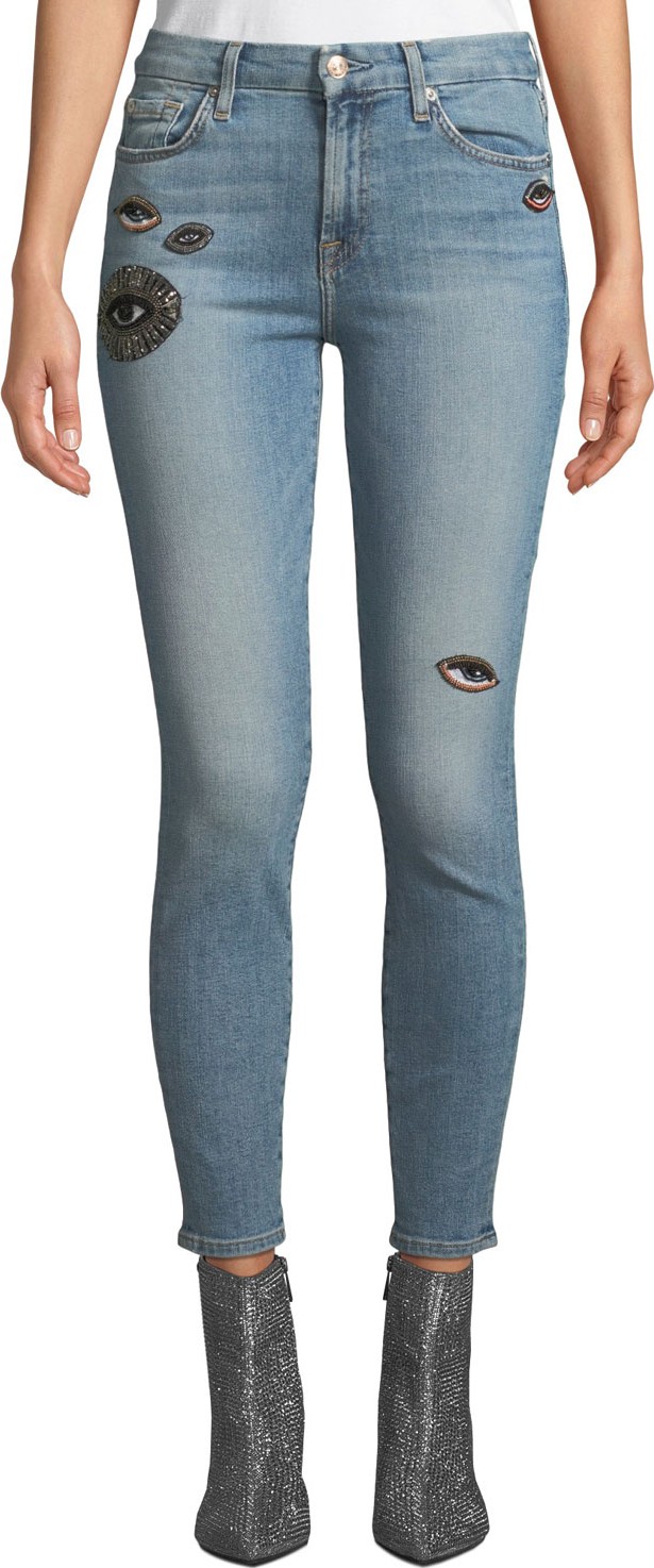 7 For All Mankind Ankle-Length Bleached Hem Skinny Jeans
