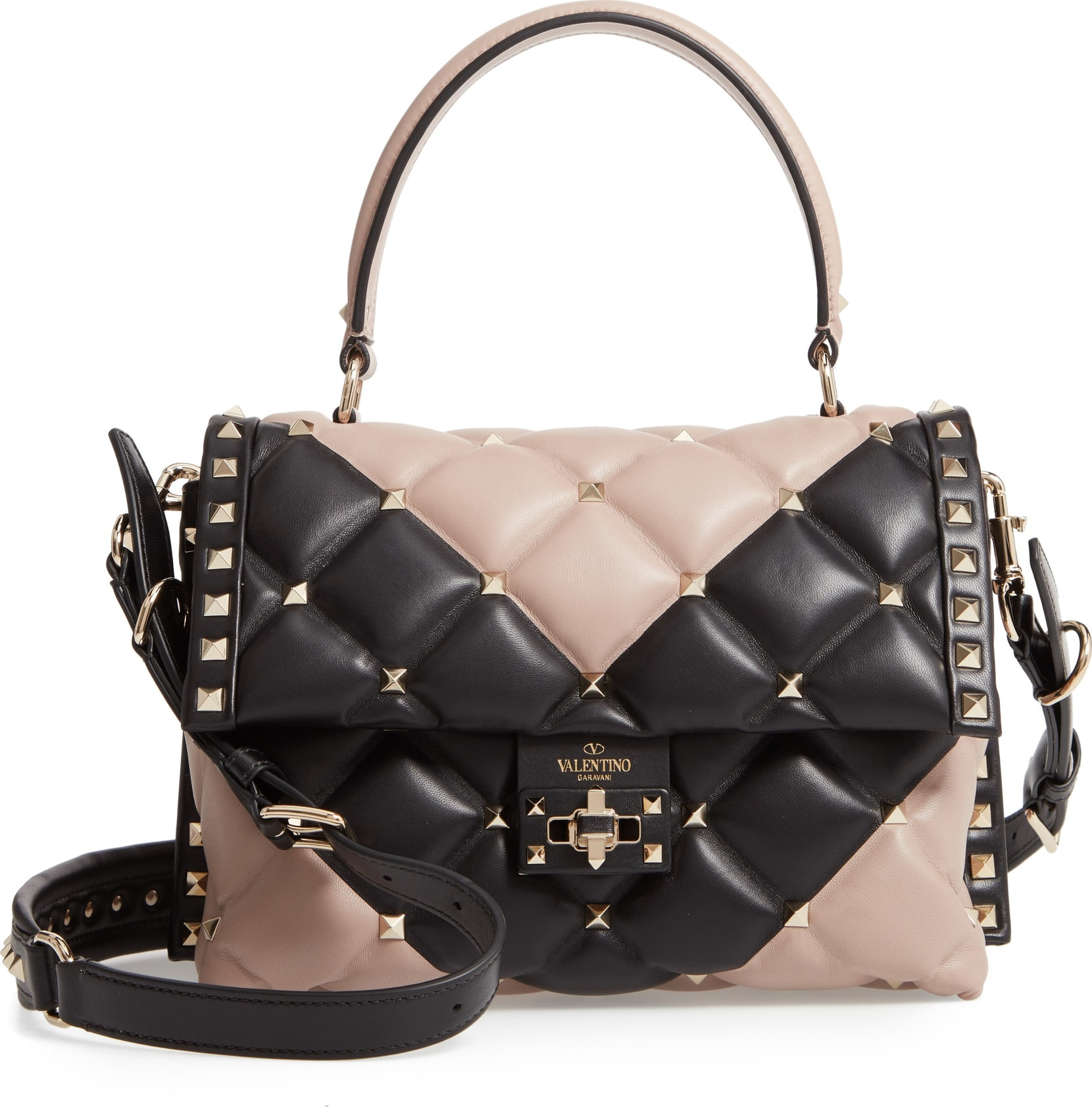 Valentino Candystud Matelassé Leather Satchel