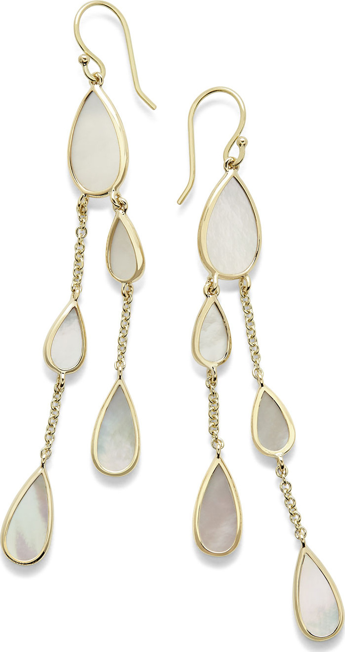 IPPOLITA 18K Polished Rock Candy Multi-Pear 2-Chain Drop Earrings in Mother-of-Pearl