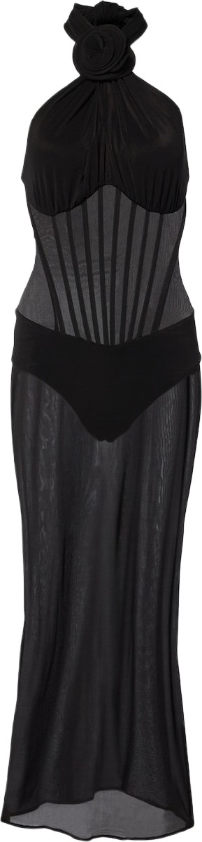 Magda Butrym - Floral-appliqué sheer cocktail dress