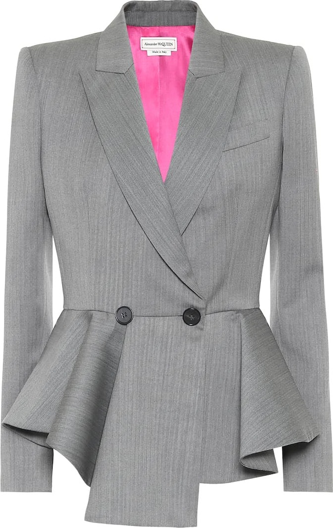Alexander McQueen Wool-herringbone peplum blazer