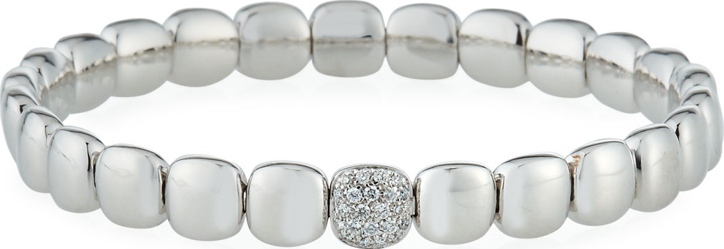 ZYDO 18k White Gold Stretch Bracelet w/ Diamond Station