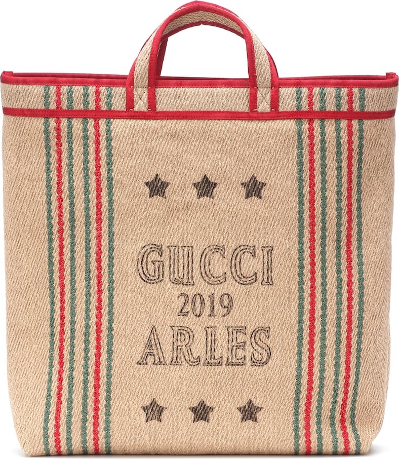 Gucci Printed jute and linen tote
