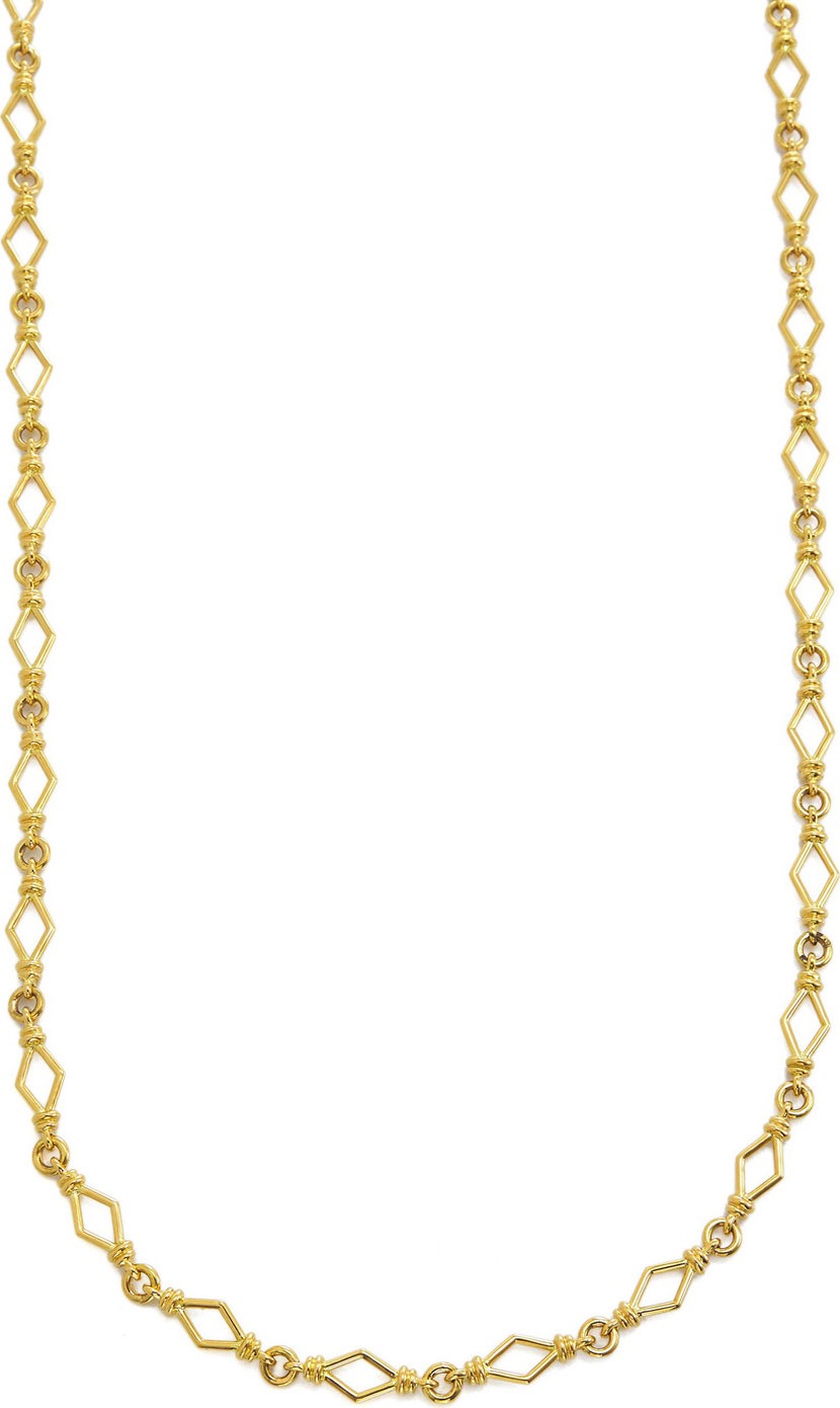 David Webb 18k Gold Round & Diamond-Shape Chain-Link Necklace, 16"L