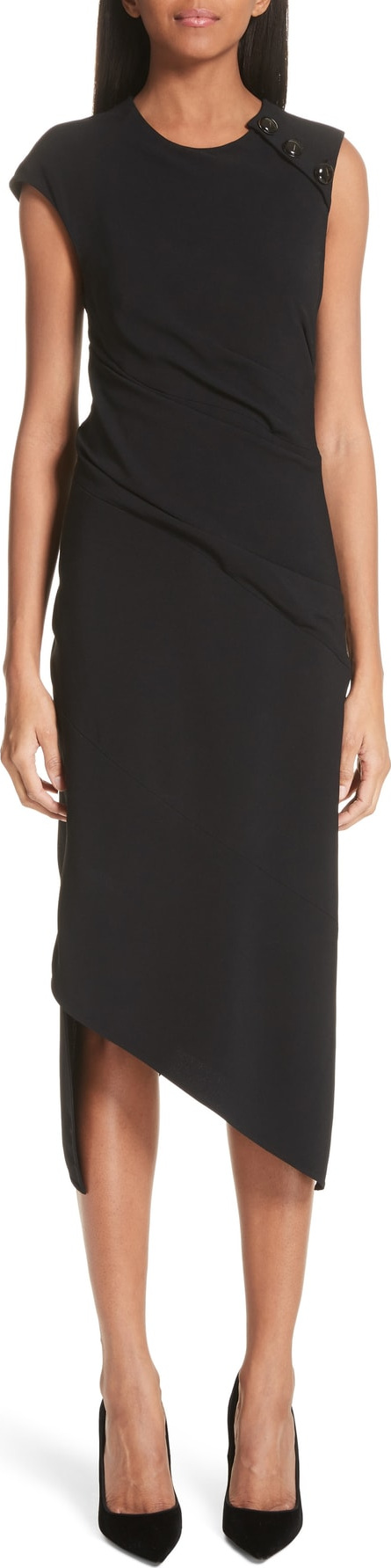 Proenza Schouler Spiral Detail Asymmetrical Crepe Dress