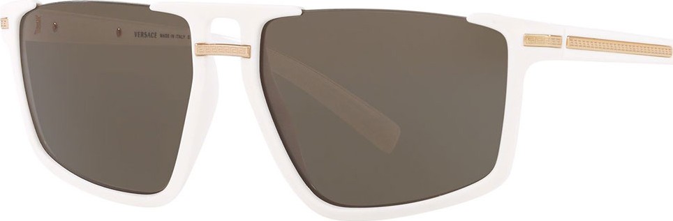 Versace Semi-Rimless Square Sunglasses w/ Metal Greek Key Trim