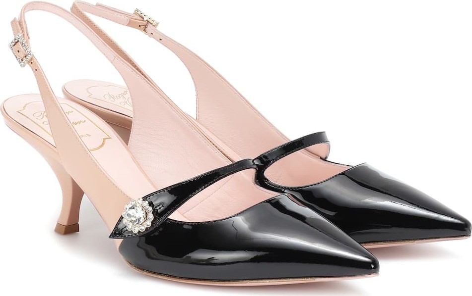 Roger Vivier Embellished leather slingback pumps