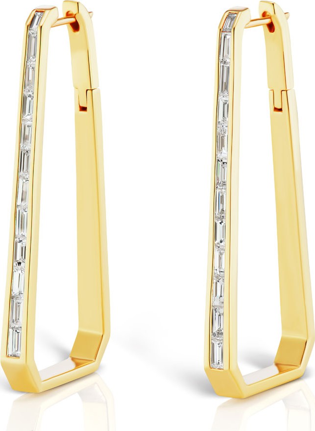 Maria Canale 18k Gold Diamond Trapezoid Hoop Earrings