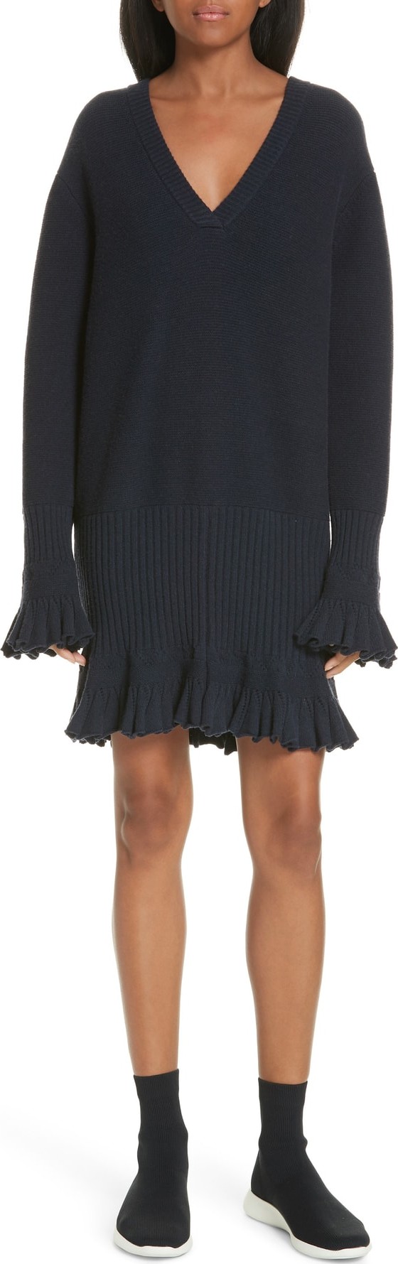 Opening Ceremony Ruffle Trim Sweater Dress
