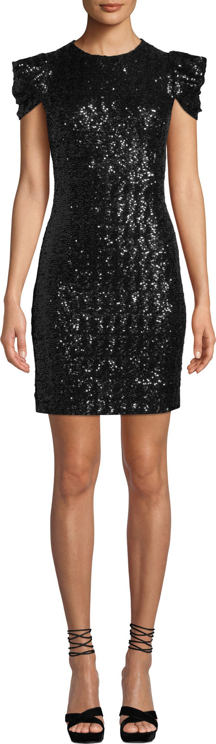 Michael Kors Collection Cap-Sleeve Paillette Sheath Cocktail Dress